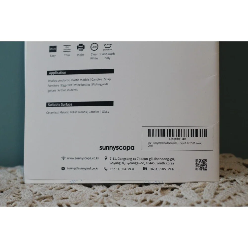 Sunnyscopa Inkjet Waterslide Decal Paper 5 pcs 8 1/2 x 11